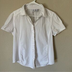 Caribbean‎ Joe Crisp White Women’s Button-Up Short Sleeve Shirt L